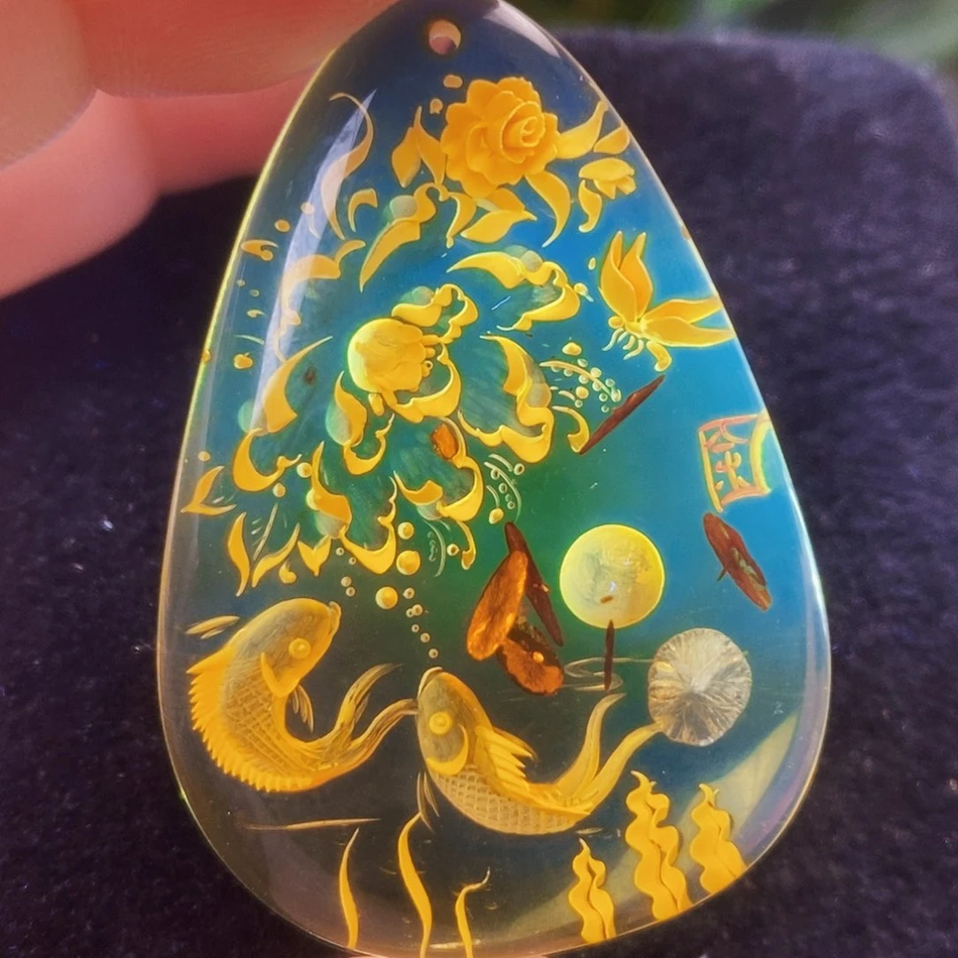 琥珀（花珀）未镶嵌吊坠(不含链)
