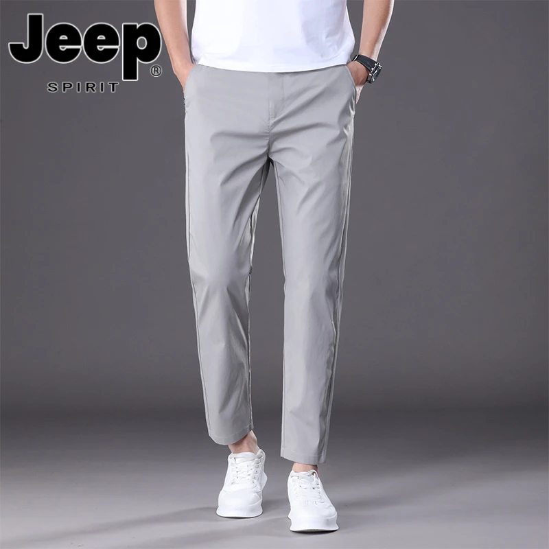 JEEPSPIRIT吉普2025夏季薄款九分裤男修身直筒弹力百搭潮流休闲裤