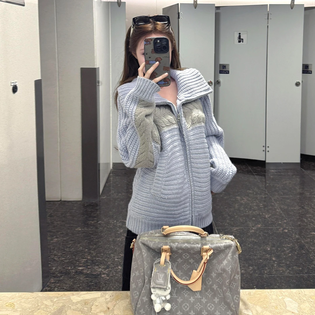 独特设计感针织翻领毛衣女款2025新款秋冬季超好看的加厚上衣穿搭