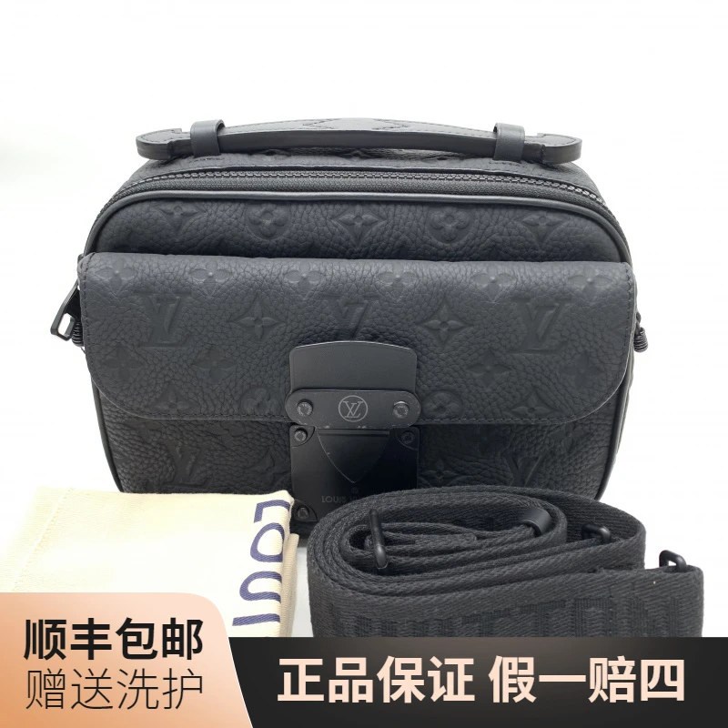 99新 LouisVuitton/路易威登 LV黑老花压印斜挎包/J12079经典肩包