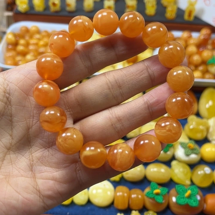 琥珀未镶嵌裸石卡13加老蜡手串精工微瑕