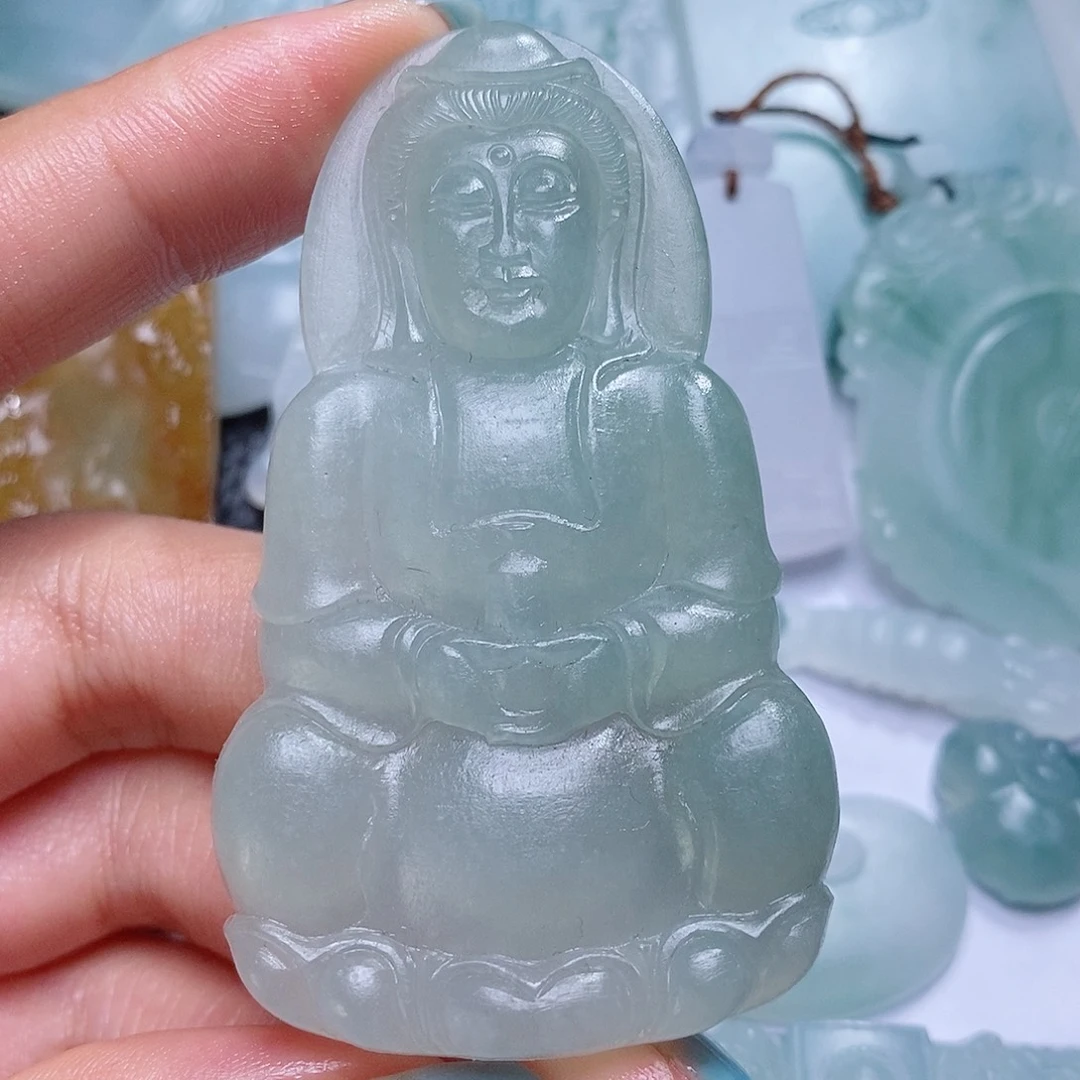 定制翡翠未镶嵌毛货付款后确认抛光