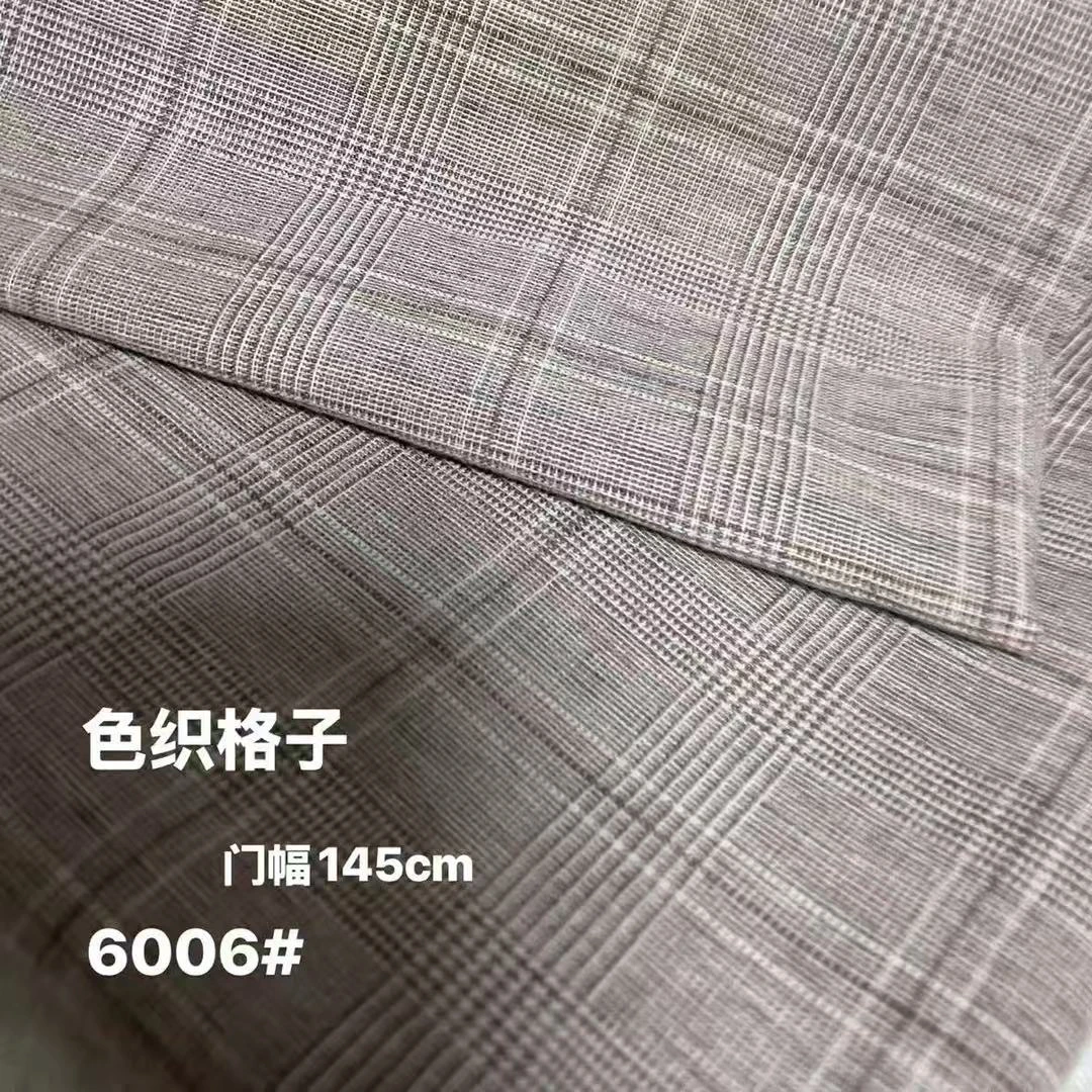 色织格子亚麻服装布料面料6006