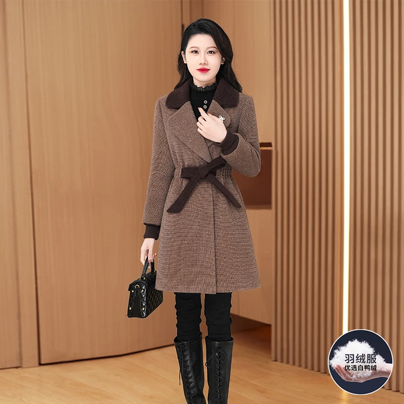 【羽绒服】优雅新款气质时尚减龄休闲收腰显瘦毛呢羽绒服23744-LS