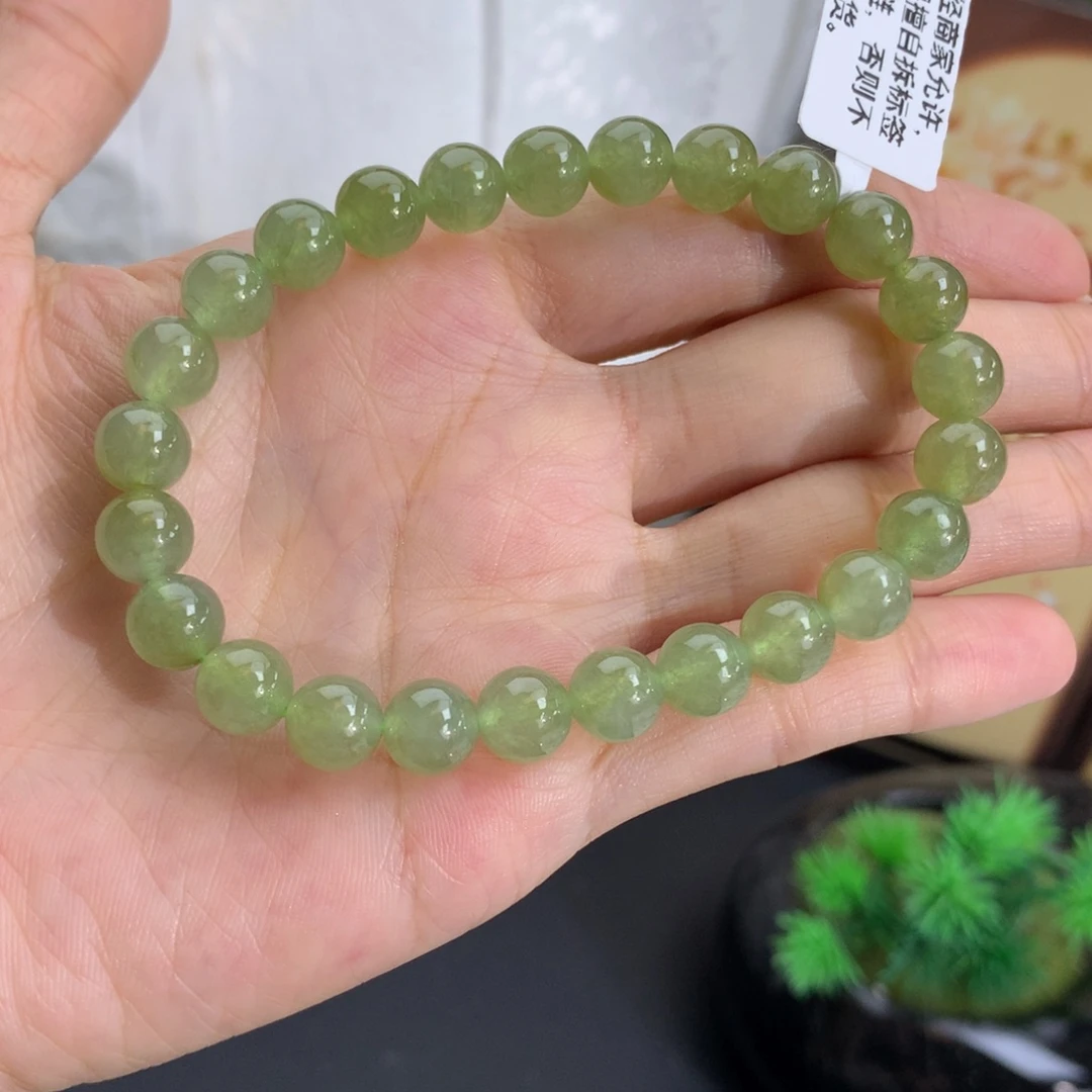 翡翠未镶嵌手串卡7.9胶润茶黄手串