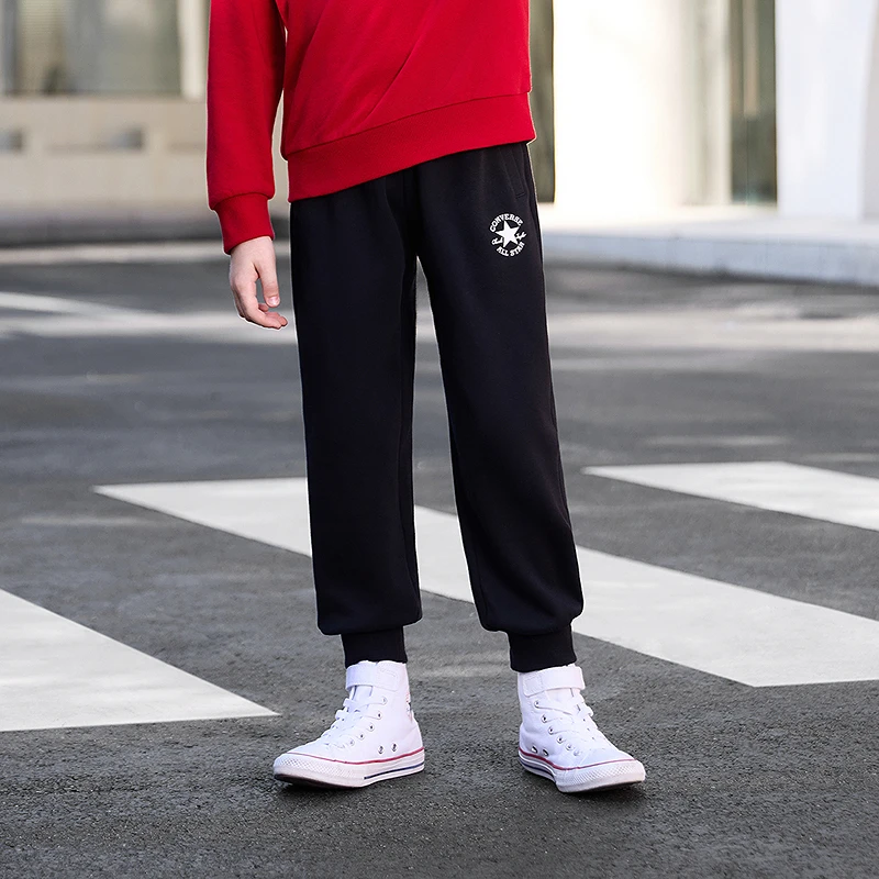 Converse匡威男童加绒秋冬新款女童长裤运动中大童宽松休闲裤J048