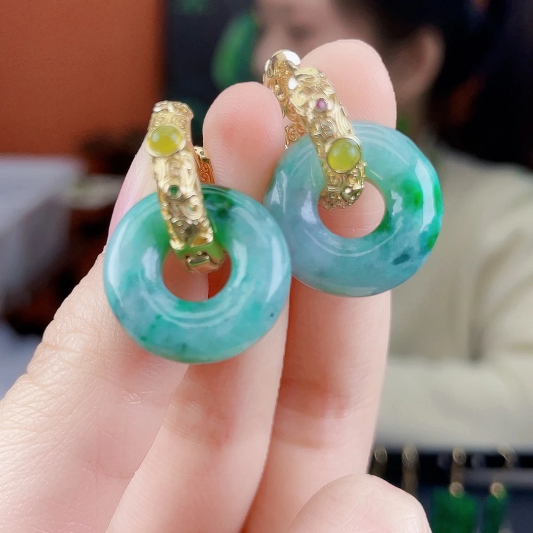 翡翠未镶嵌耳饰饰品