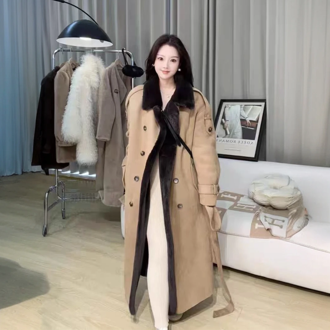 AMYSURE爱米修富人区穿搭冬季新款仿麂皮绒赫本风保暖外套33285