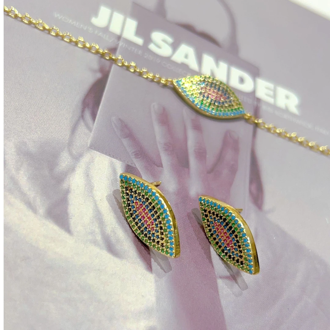 铜合金亚克力项链 铜合金项链铜合金耳饰 戒指 三件套