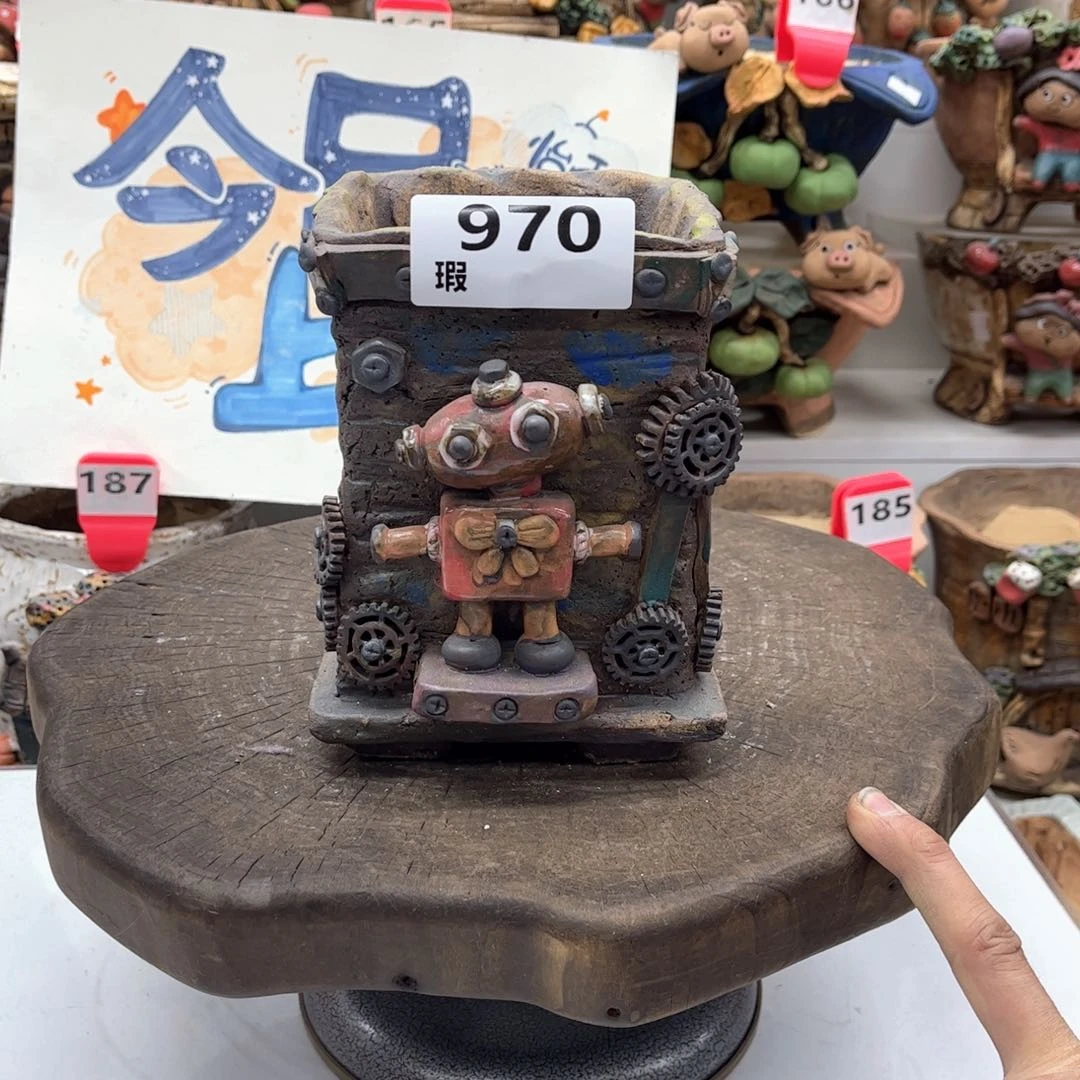 红陶花盆970瑕疵