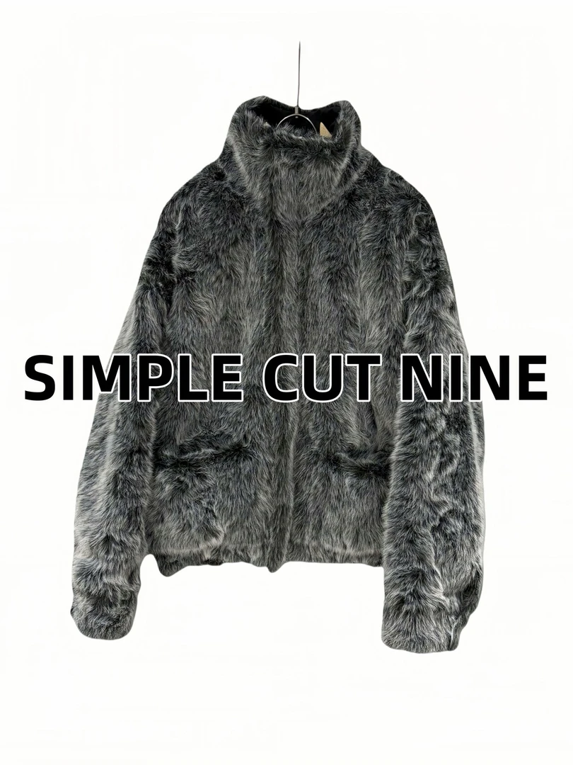 个性宽松两面穿冬季加厚绒毛立领男女同款棉服加绒外套