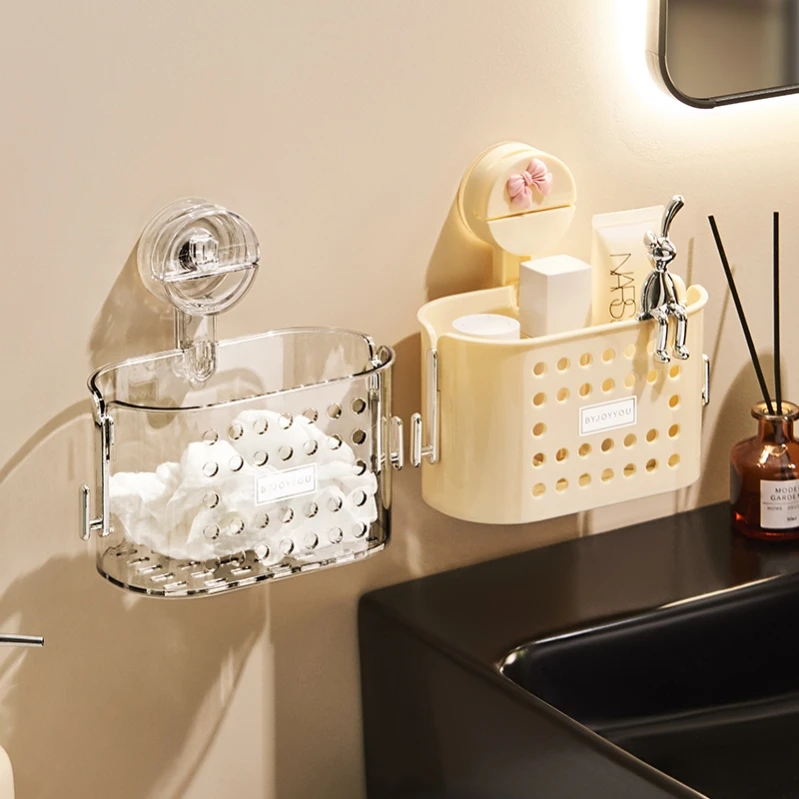 日本进口吸盘废弃洗脸巾收纳盒壁挂洗漱台置物架擦脸巾收纳