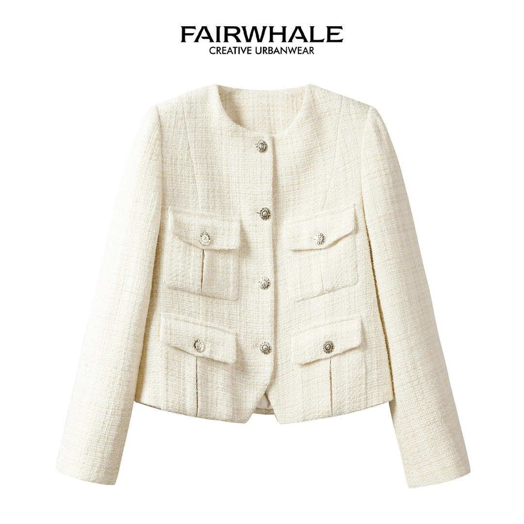 【a乐专属】马克华菲女装别致小香风粗花呢外套 F33010A025