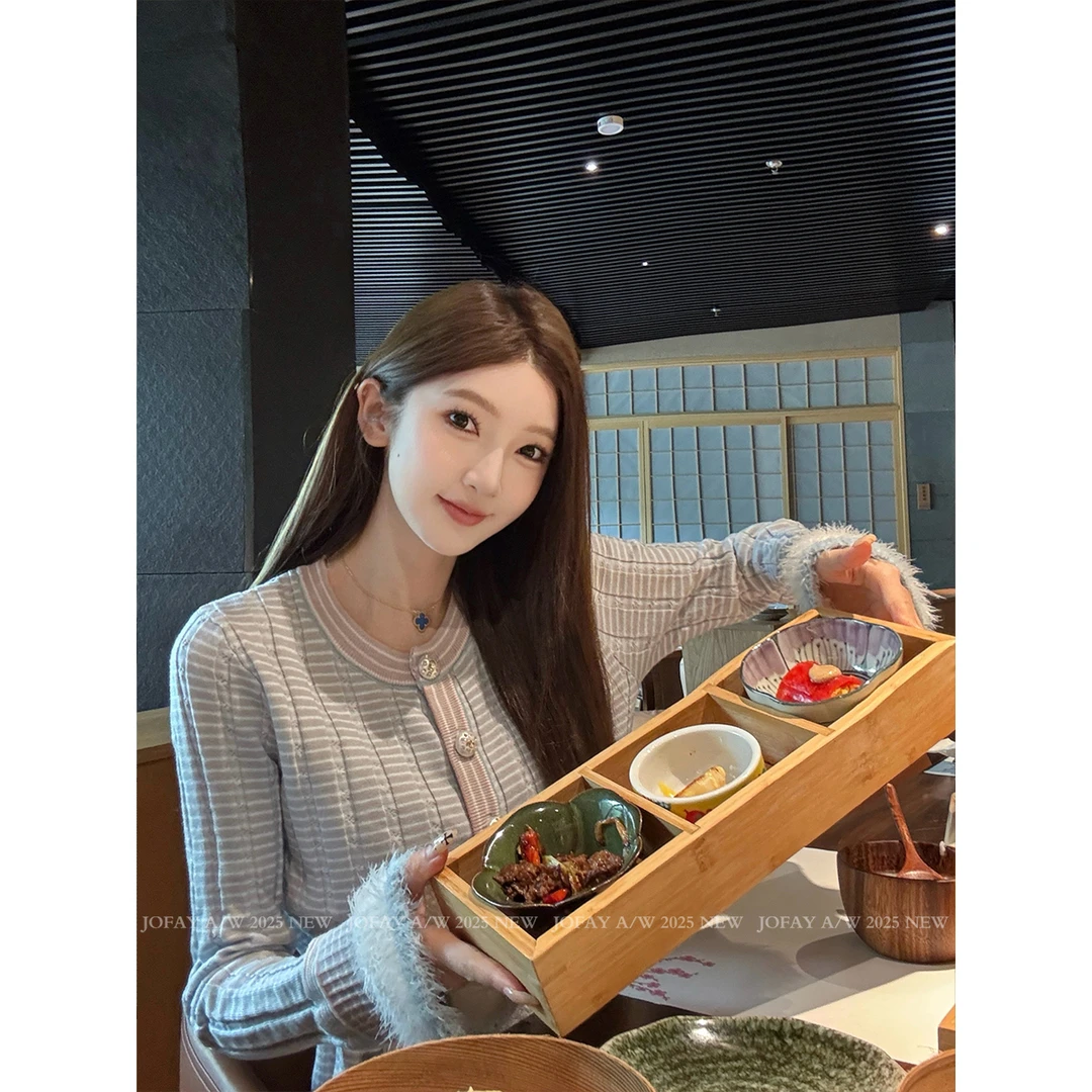 532号【CHASINGLIGHT】|软软香香女孩|小香拼接针织开衫 M1296