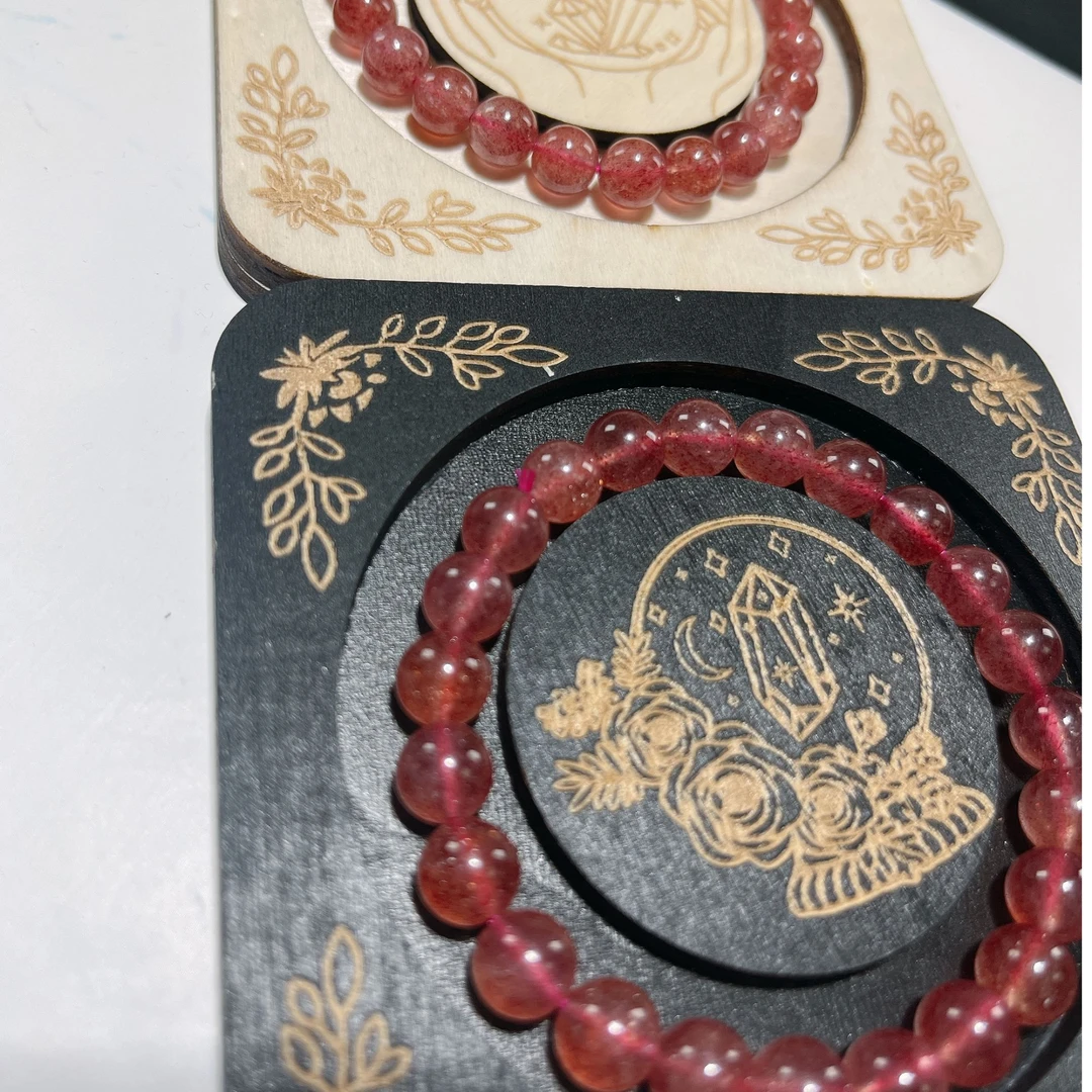 天然草莓晶手串8mm