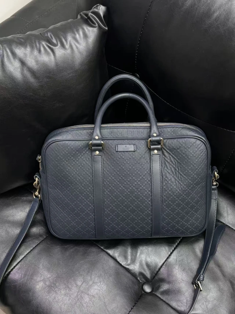 95新 GUCCI/古驰 深蓝色小号波士顿斜挎包/秋境 09679