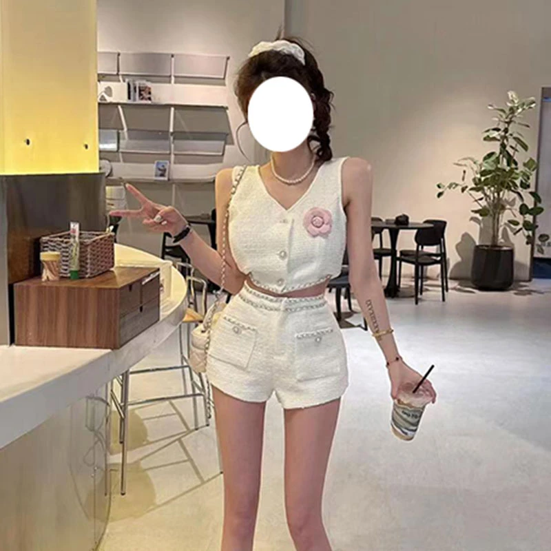 法式小香风气质轻奢名媛纯欲甜美小心机一整套马甲女短裤时尚套装