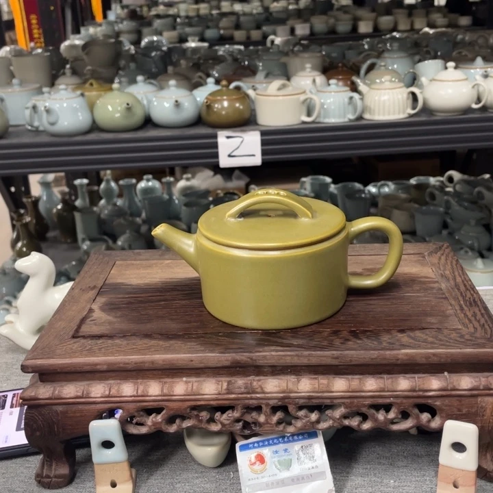 摆件茶叶末釉支烧新款汉瓦壶