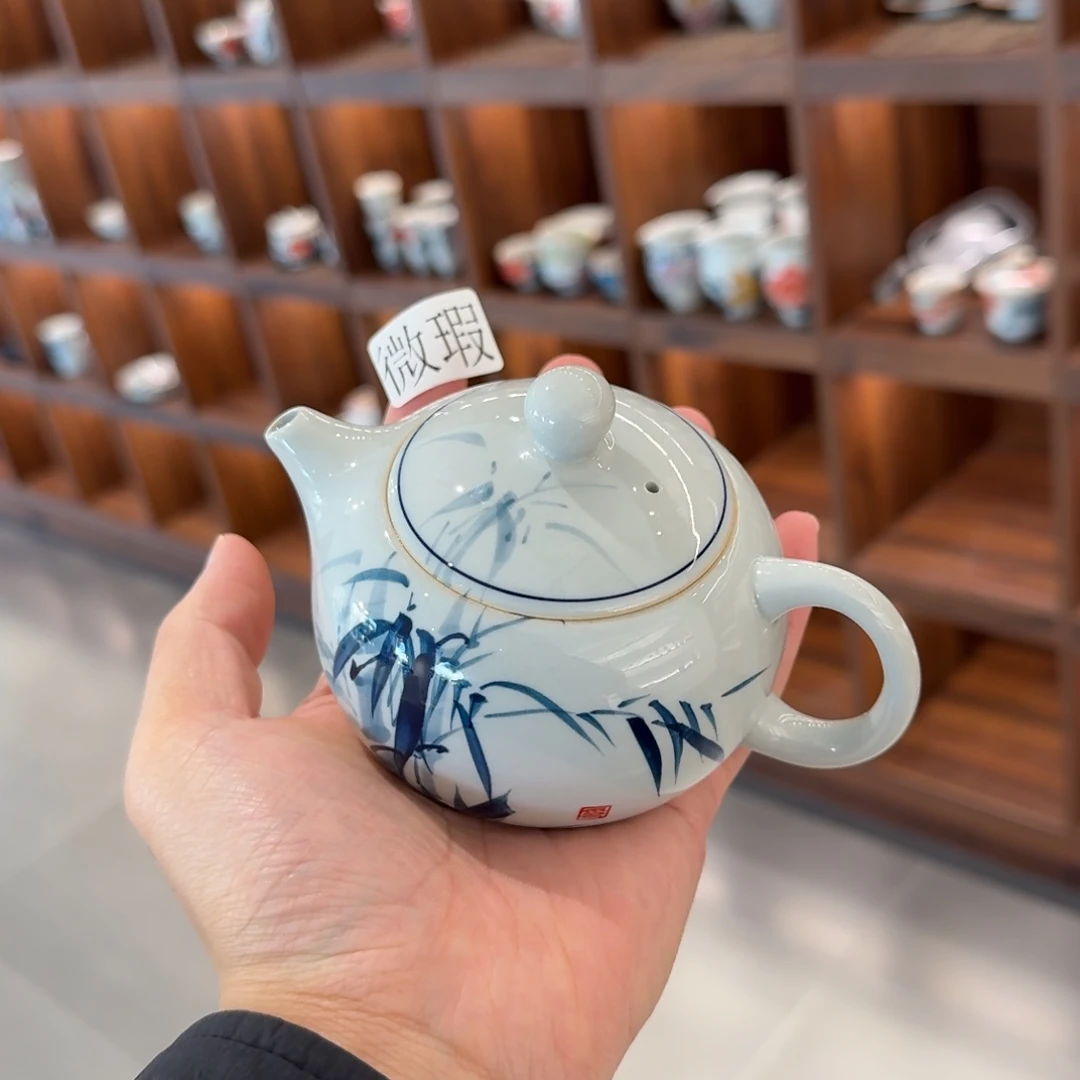 釉下手绘茶具微瑕