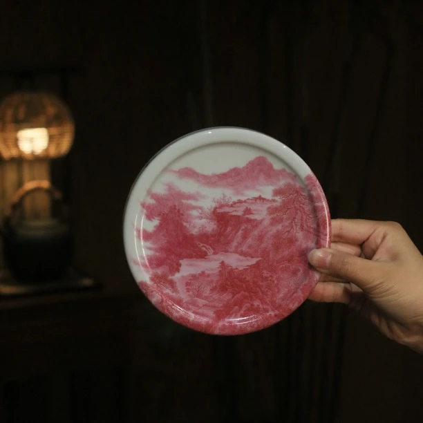 论艺堂 玛瑙红山水壶承 干泡台