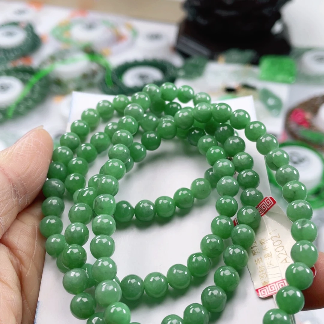 翡翠手链未镶嵌天然翡翠手串6.3mm