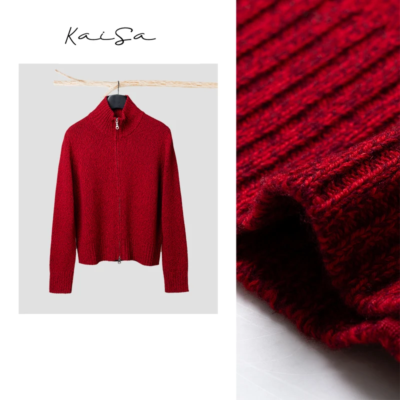 【莉莉安】显白显气色~100%羊毛百搭立领长袖毛衣开衫外套上衣