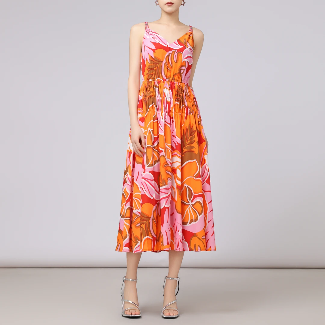 AMASS/阿玛施夏季无袖洋装新款显瘦时尚印花吊带连衣裙5500493