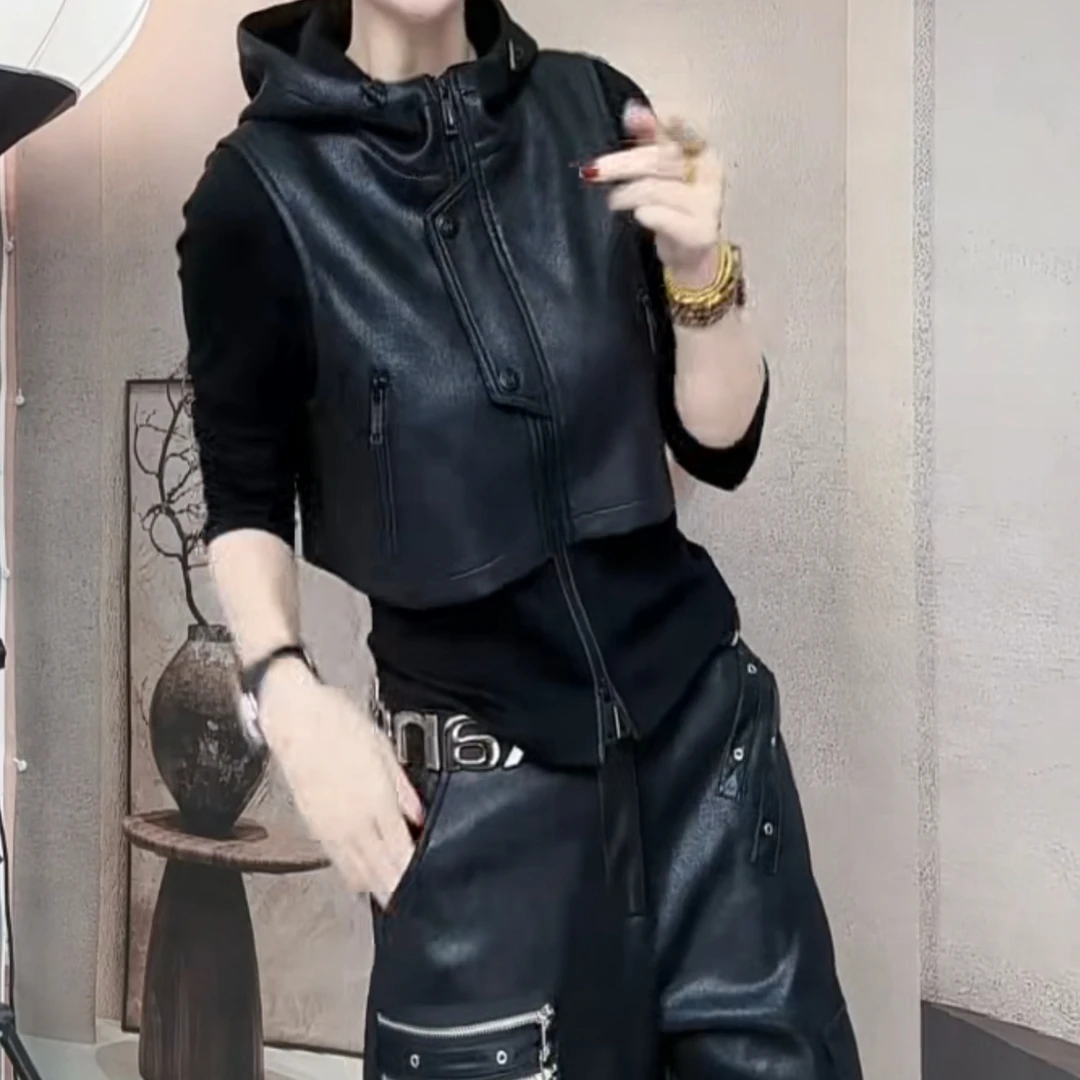 Y拼接显瘦机车假两件时尚减龄气质女装外套秋冬