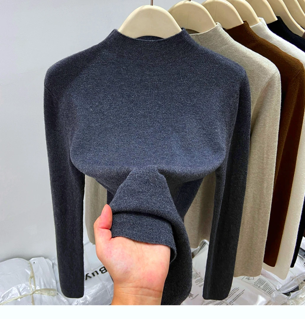 2025新款羊毛打底衫女内搭洋气修身显瘦软糯秋冬毛衣半高领针织衫