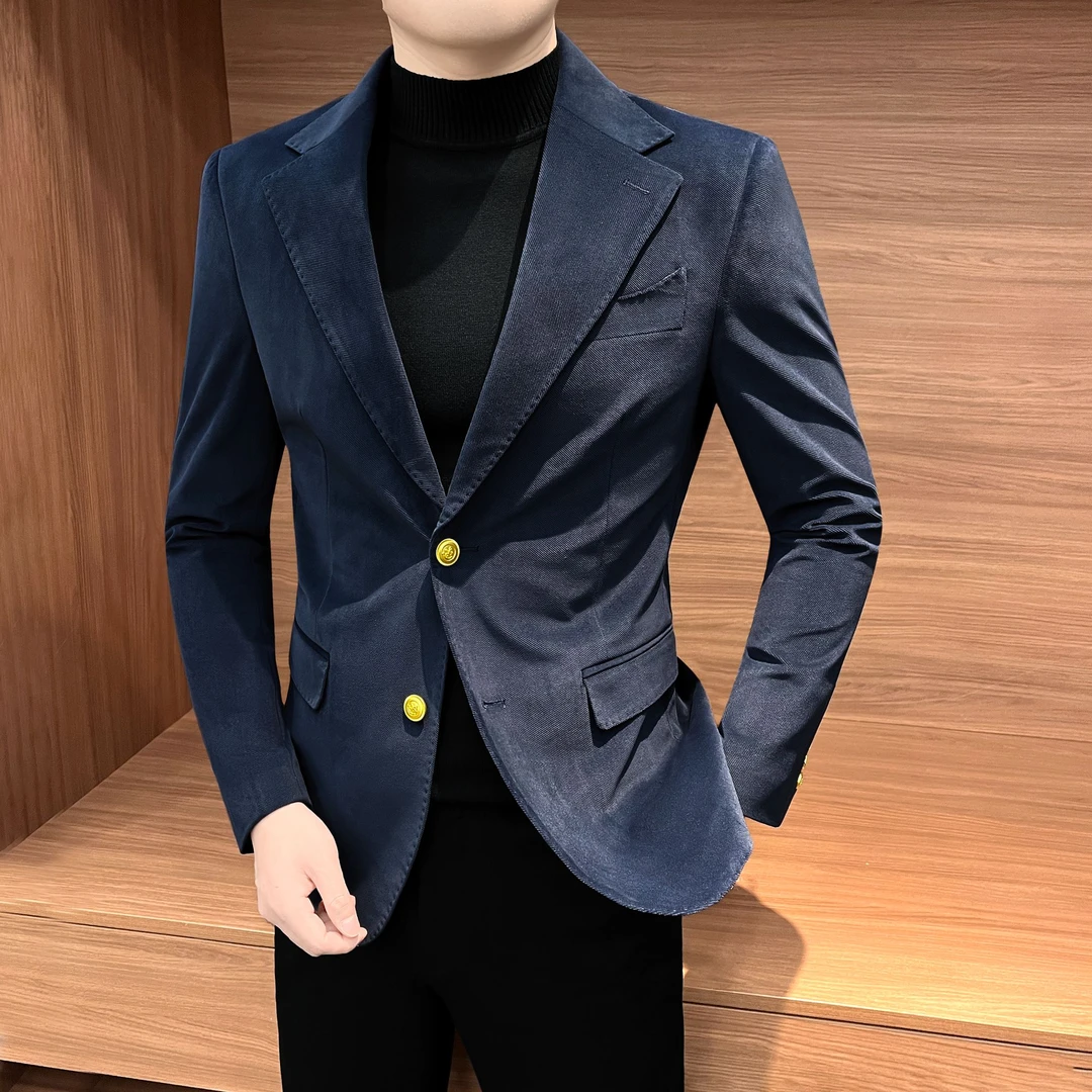 灯芯绒休闲男士西装外套爆款2025新款秋冬季痞帅高级感男款小西服