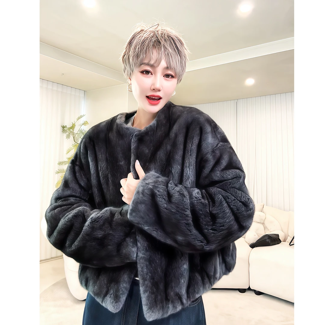 PIPI [繁星灰]进口皇冠级短二小母貂短款水貂外套XXXD色10GLF2437