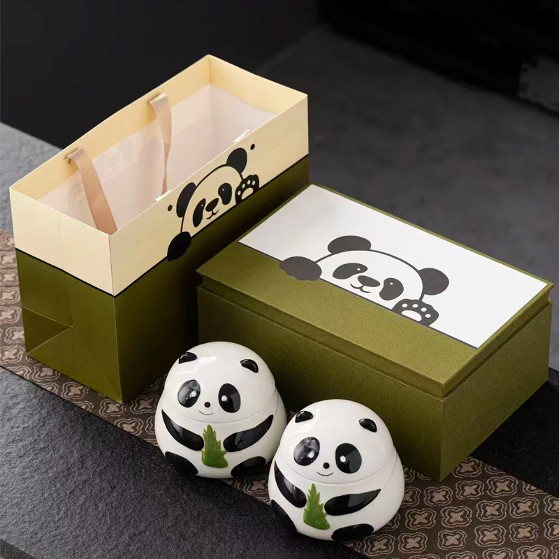 遇见美好清香型铁观音熊猫双瓷罐高档礼盒乌龙茶散茶茶叶高端茶礼