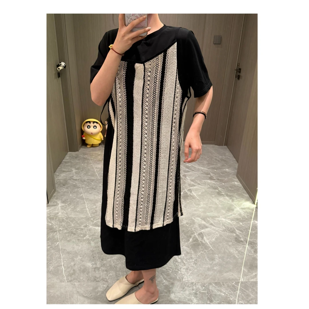 M·W STUDIO 【人丝麻胭】2025早春新款显瘦百搭叠穿连衣裙