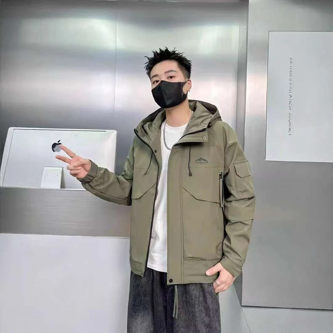 秋冬新款连帽宽松型加厚夹克风衣休闲百搭潮流时尚工装保暖棉衣男