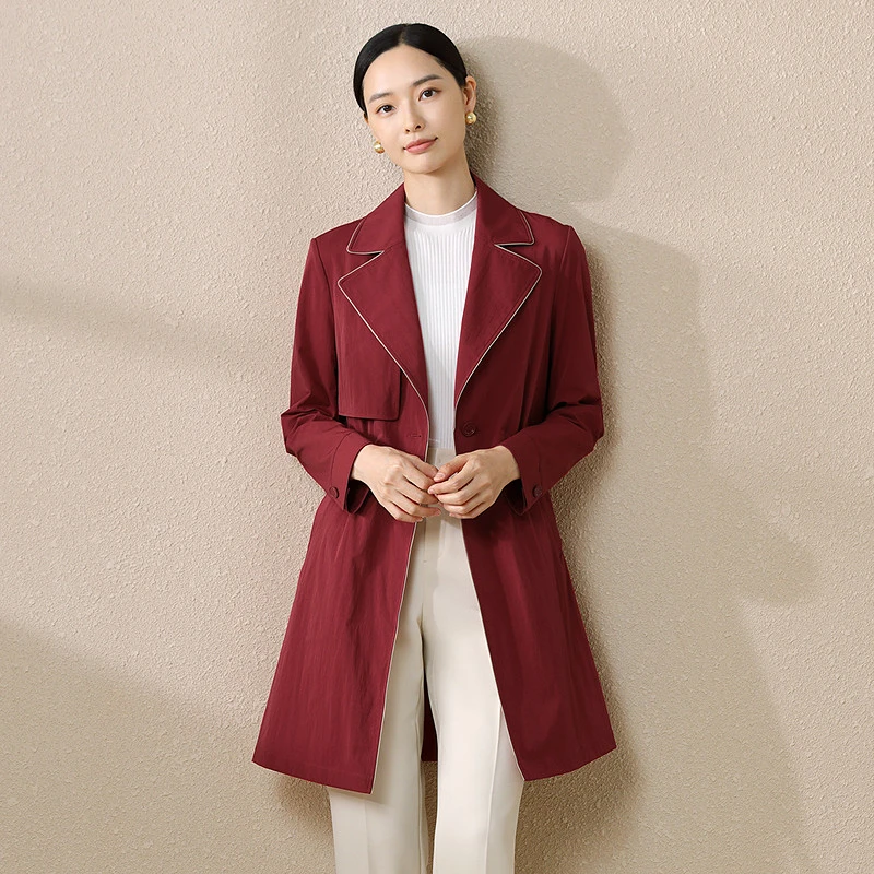 【婷婷专属】【商场同款】通勤西装领收腰风衣外套女25秋季