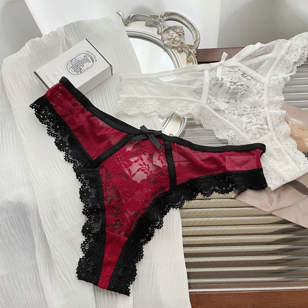 【粉墨宝贝】蕾丝黑白色系性感纯欲内裤女女士诱惑三角裤火辣内衣