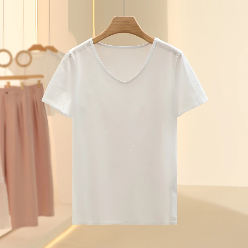 【芙】气质洋气简约V领T恤2025夏季新款设计感品牌女装