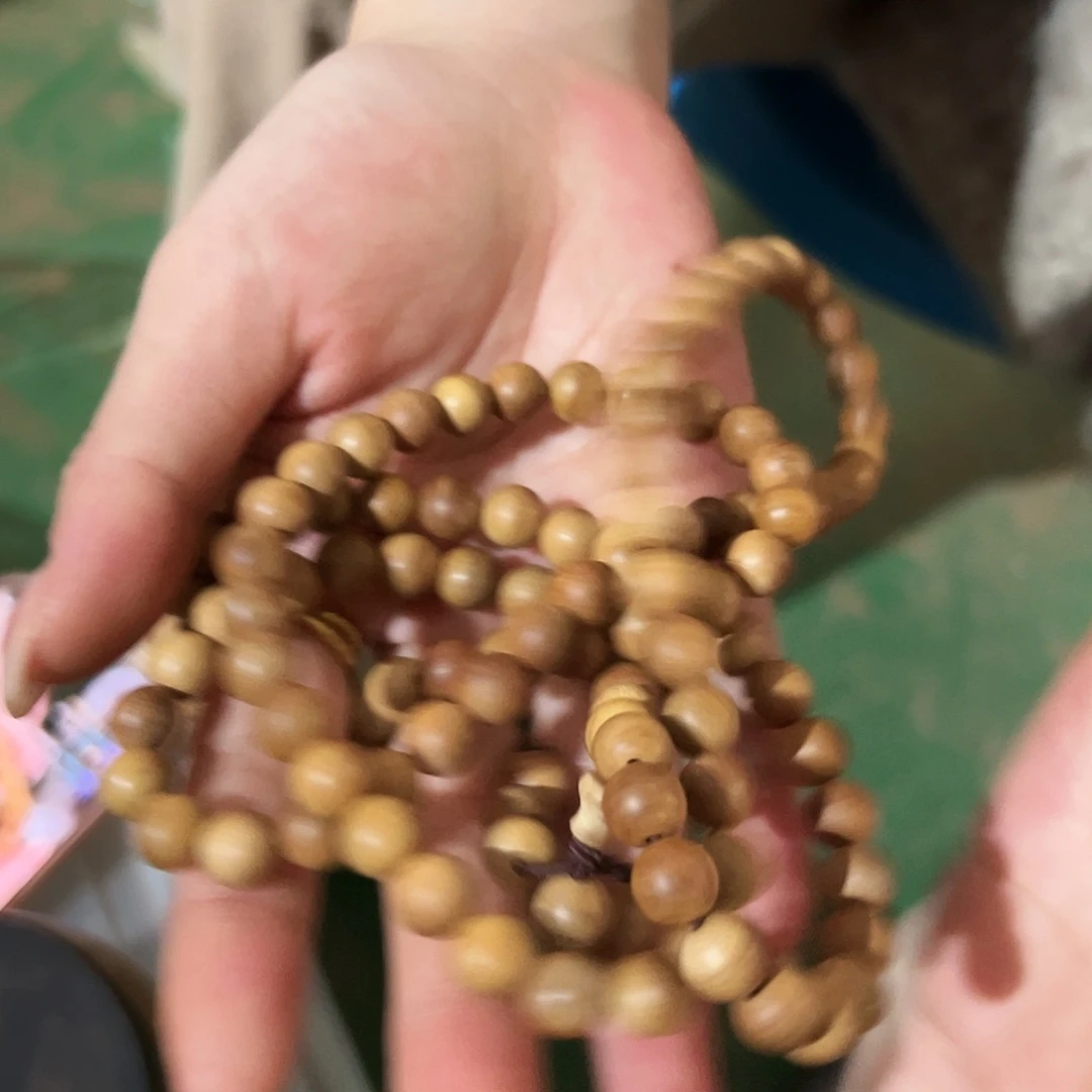 印度老山檀 雕花料 手串0.8x108