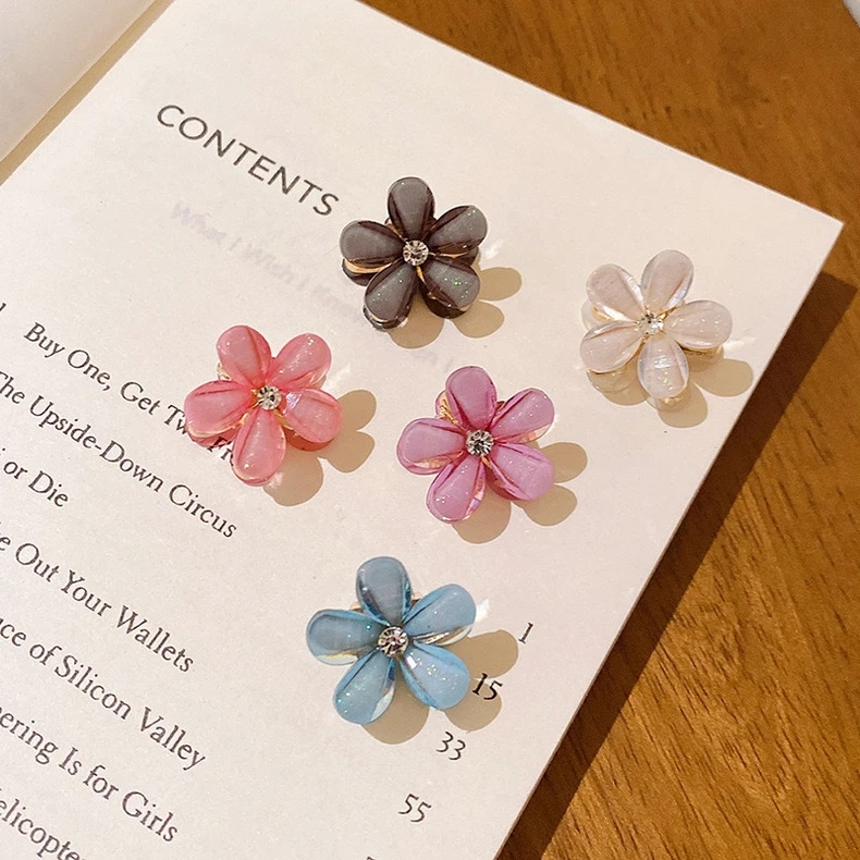 A八个装山茶花迷你小抓夹发夹发饰小号刘海夹碎发夹子头饰1289