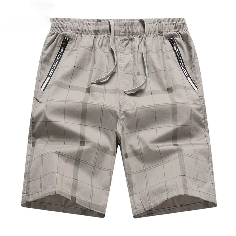 Cebrodz纯棉格子短裤男士夏季五分直筒休闲运动裤子潮牌拉链中裤