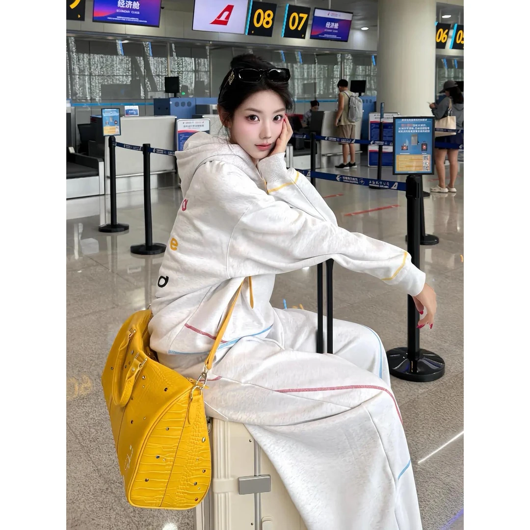 巨好看的早秋一整套盐系减龄学院风韩系卫衣卫裤运动休闲两件套女