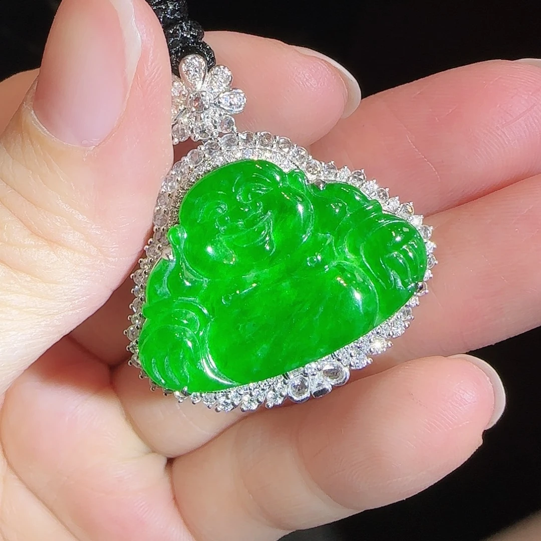 翡翠18K金镶嵌吊坠(赠链)