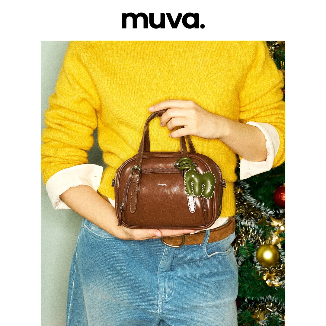 MUVA小众真皮斜挎枕头包通勤手提包秋冬高级感原创设计新款