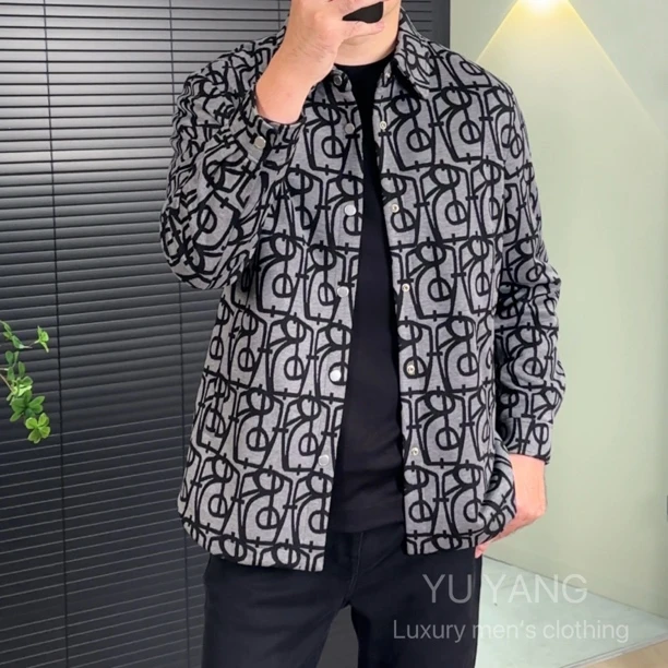 GY59815｜｜高奢男士时尚帅气双织提花 衬衣版型翻领夹克外套