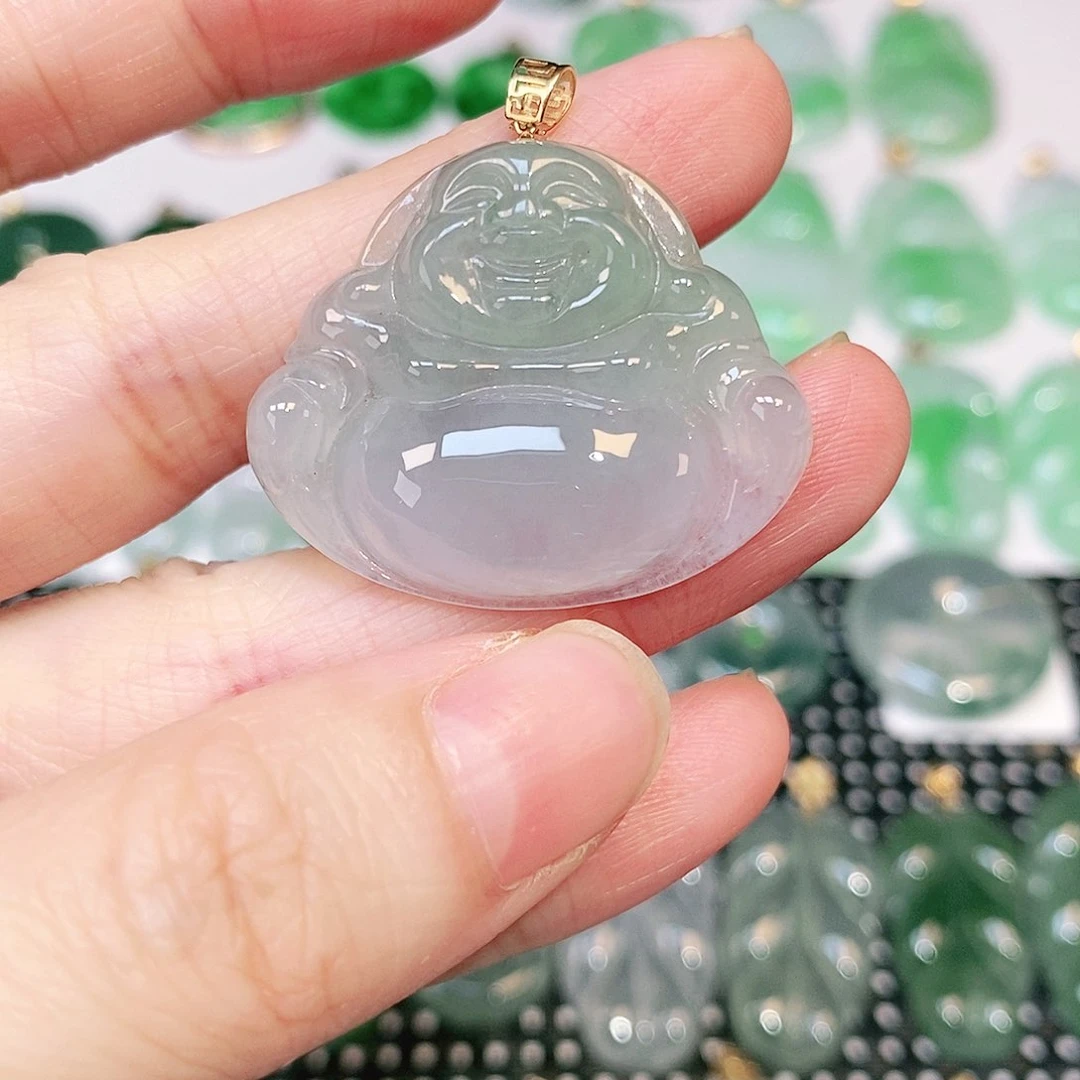 翡翠吊坠(不含链)18K金镶嵌