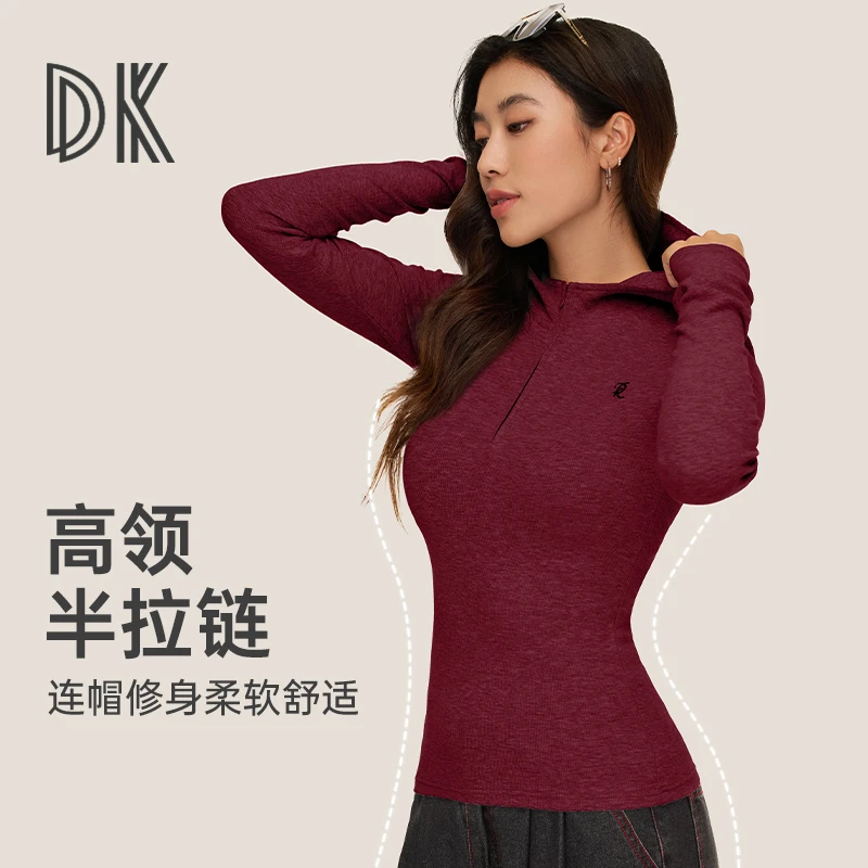DK2025【夏上新】高领连帽长袖外套半拉链设计防风保暖休闲户外6295