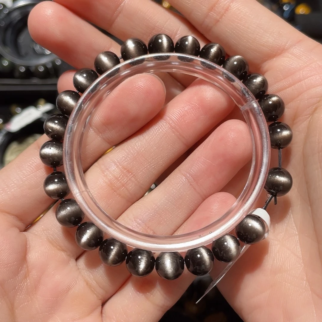 海***）黑曜岩未镶嵌手链