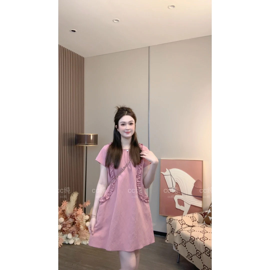 CC纯【心动浅夏】夏日新款清新显瘦遮肉通勤连衣裙XXC2025A745#