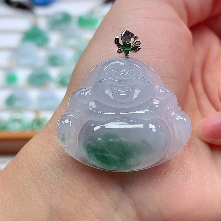 翡翠18K金镶嵌吊坠(赠链)30.7-36-6