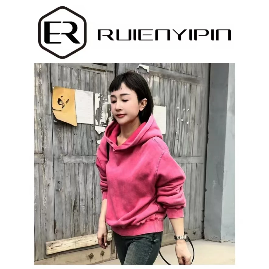 6332#设计水洗色加绒卫衣*